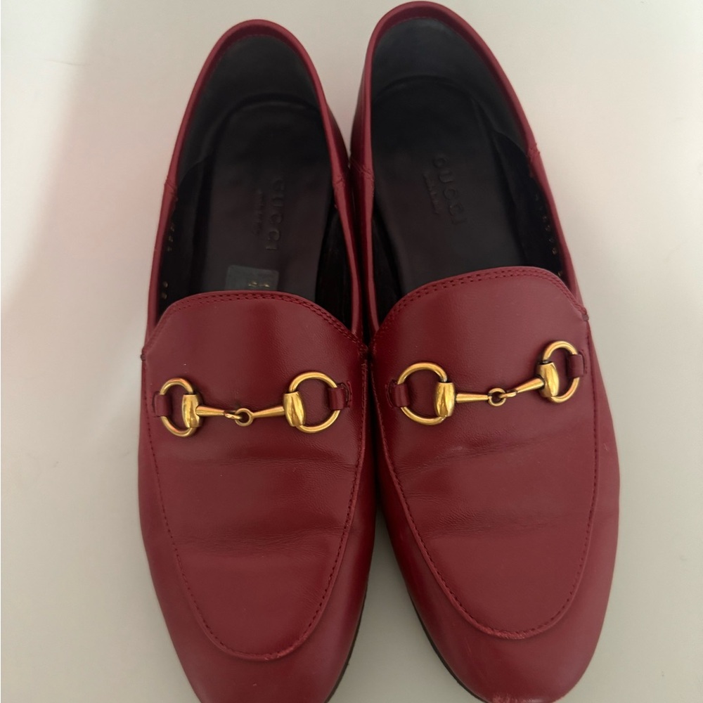 Red Gucci Jordaan Leather Loafer